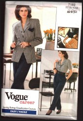 7169 EZ VOGUE LINED JACKET, SHORT SLEEVE BLOUSE, TAPER PANTS PATTERN 18-22